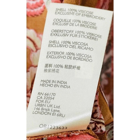 By Anthropologie Pullover Blouse XLP Sheer Floral Flowy Boho Tassels Tie Neck - Picture 9 of 12